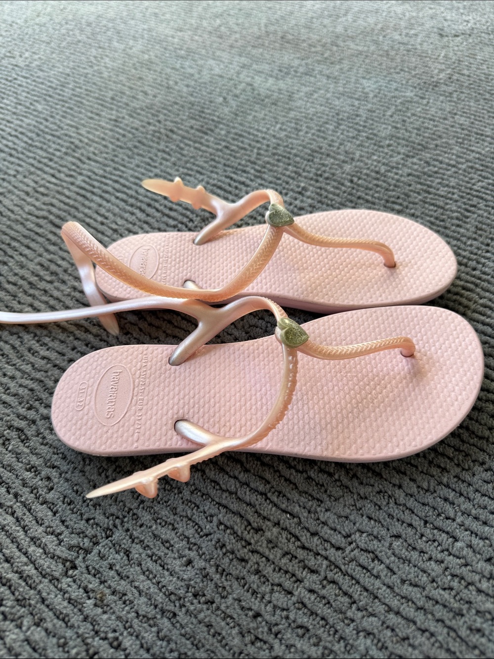 Havaianas Light Pink Heart Strap Jelly Flip Flops
